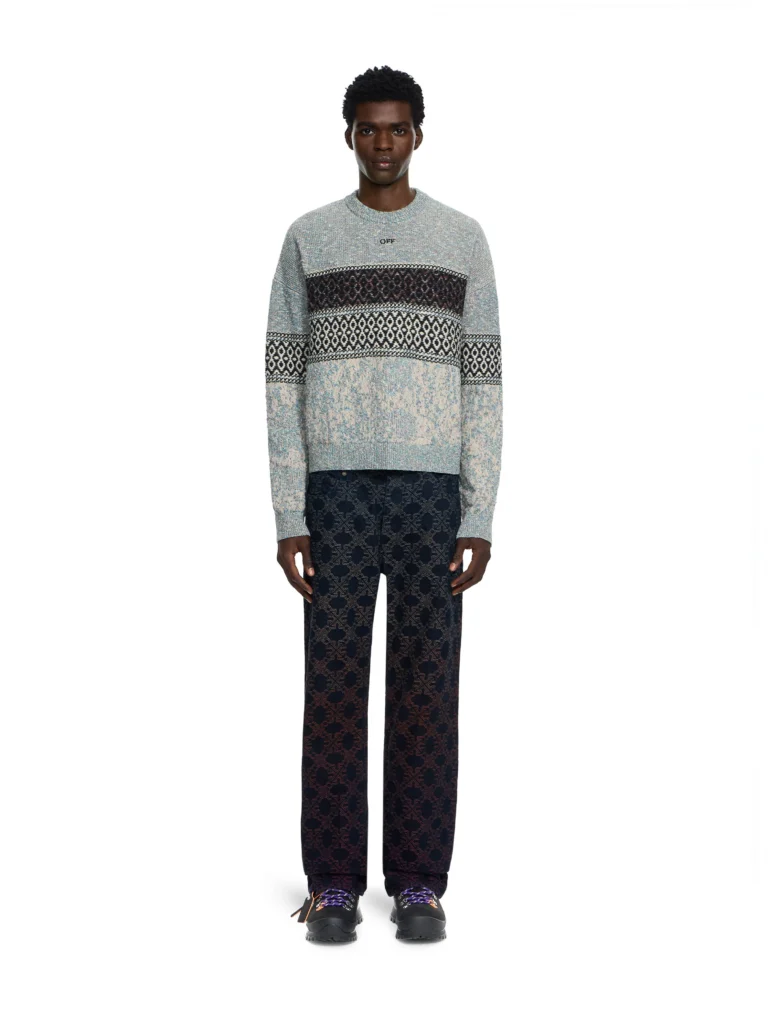 Off White Persian Arrow Knit Crewneck