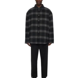Off White Flannel Wool Padded Overshirt