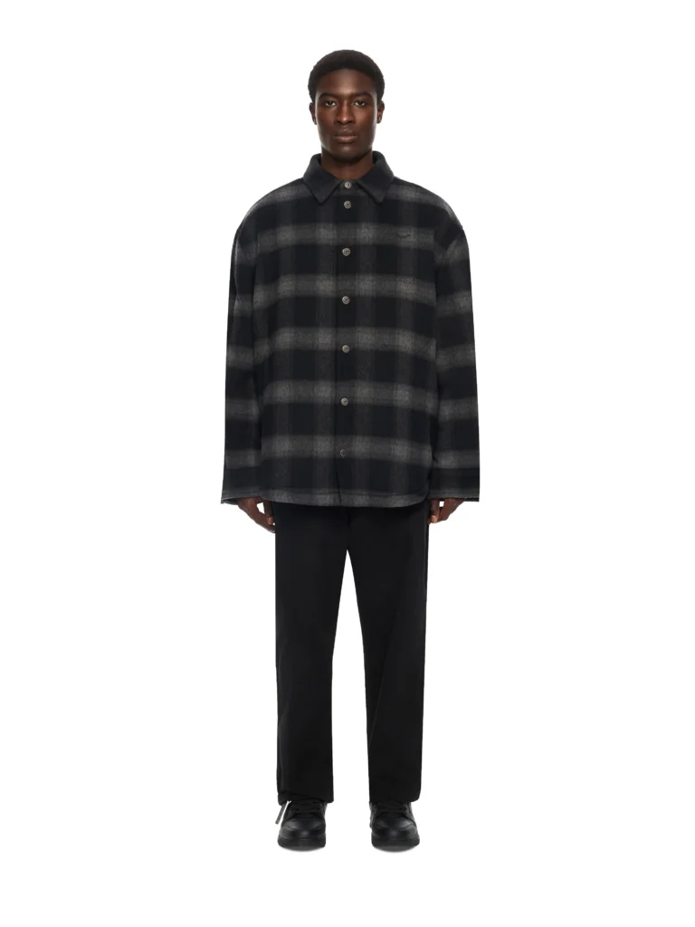 Off White Flannel Wool Padded Overshirt