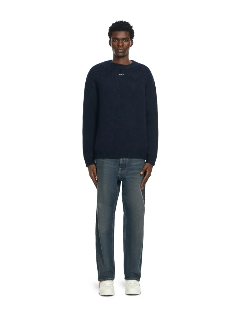 Off White Maxi Arrow Embroidered Knit Crewneck