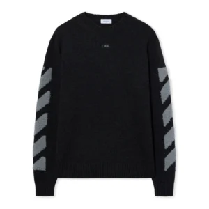 Off White Diagonals Fuzzy Knit Crewneck - Image 2