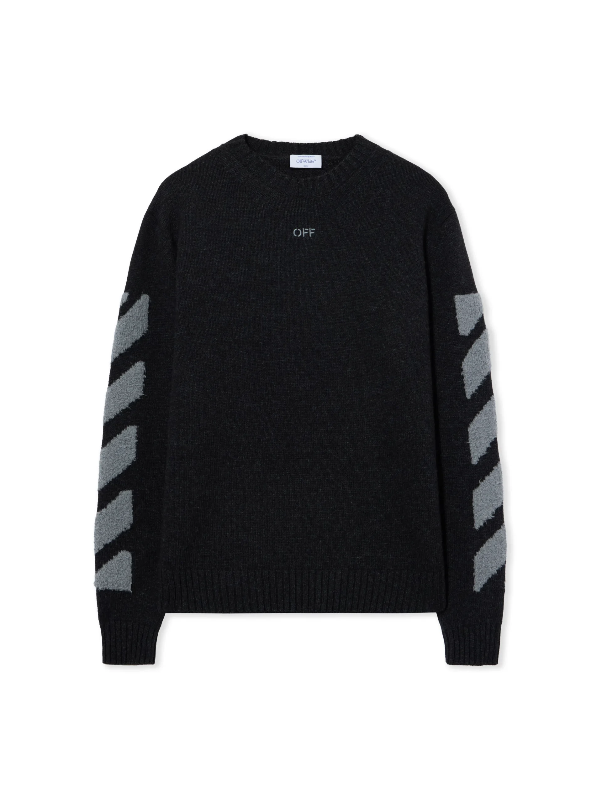 Off White Diagonals Fuzzy Knit Crewneck - Image 2