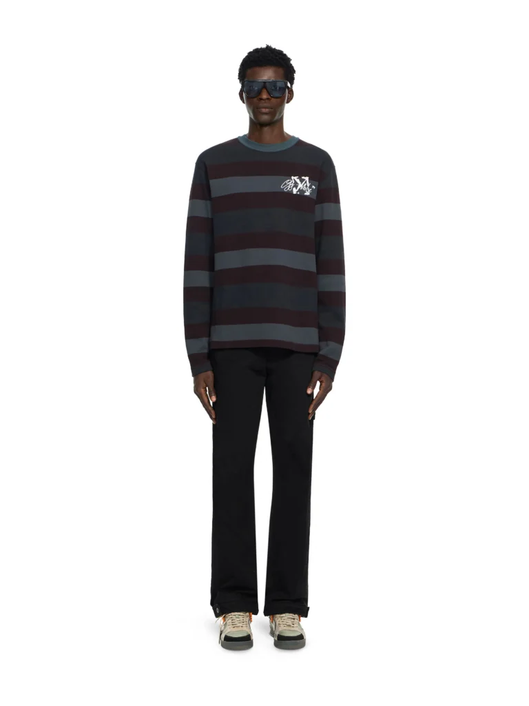 Off White Stroke Striped Long Sleeve T-Shirt