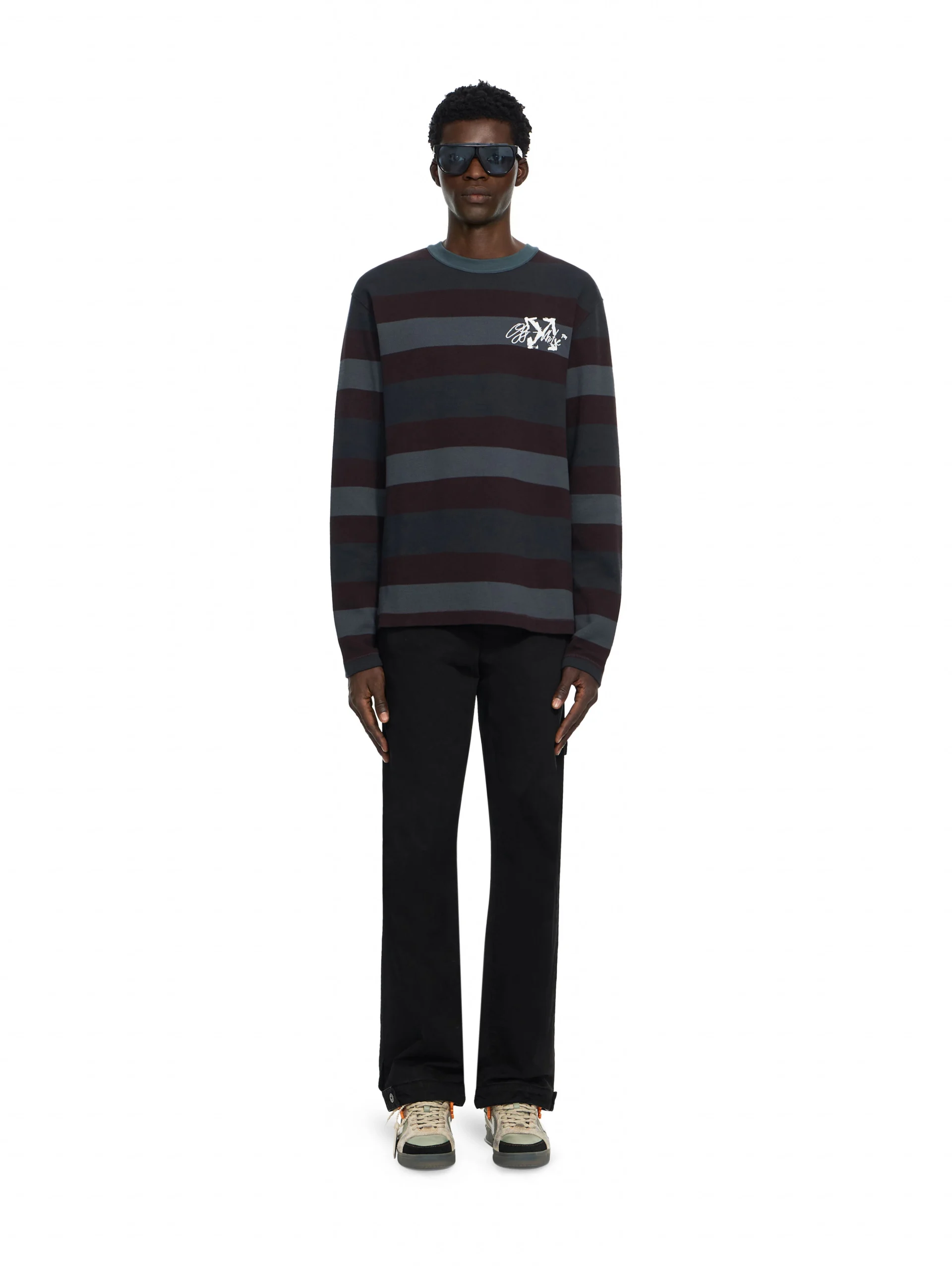 Off White Stroke Striped Long Sleeve T-Shirt