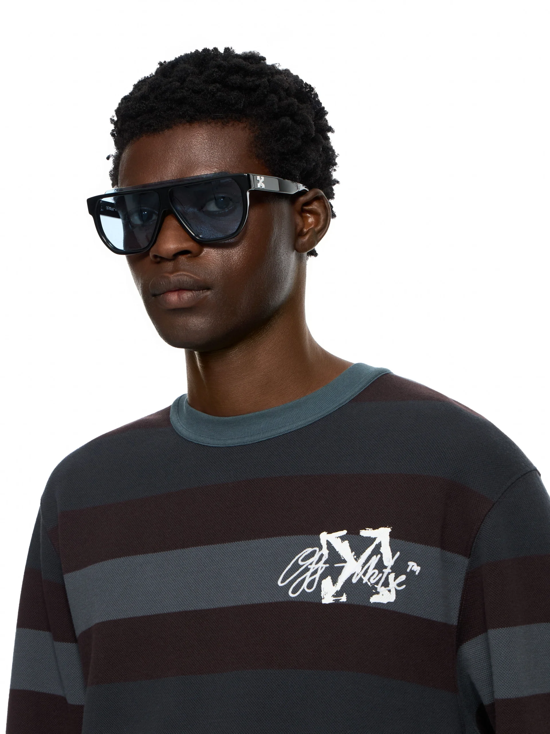 Off White Stroke Striped Long Sleeve T-Shirt - Image 3