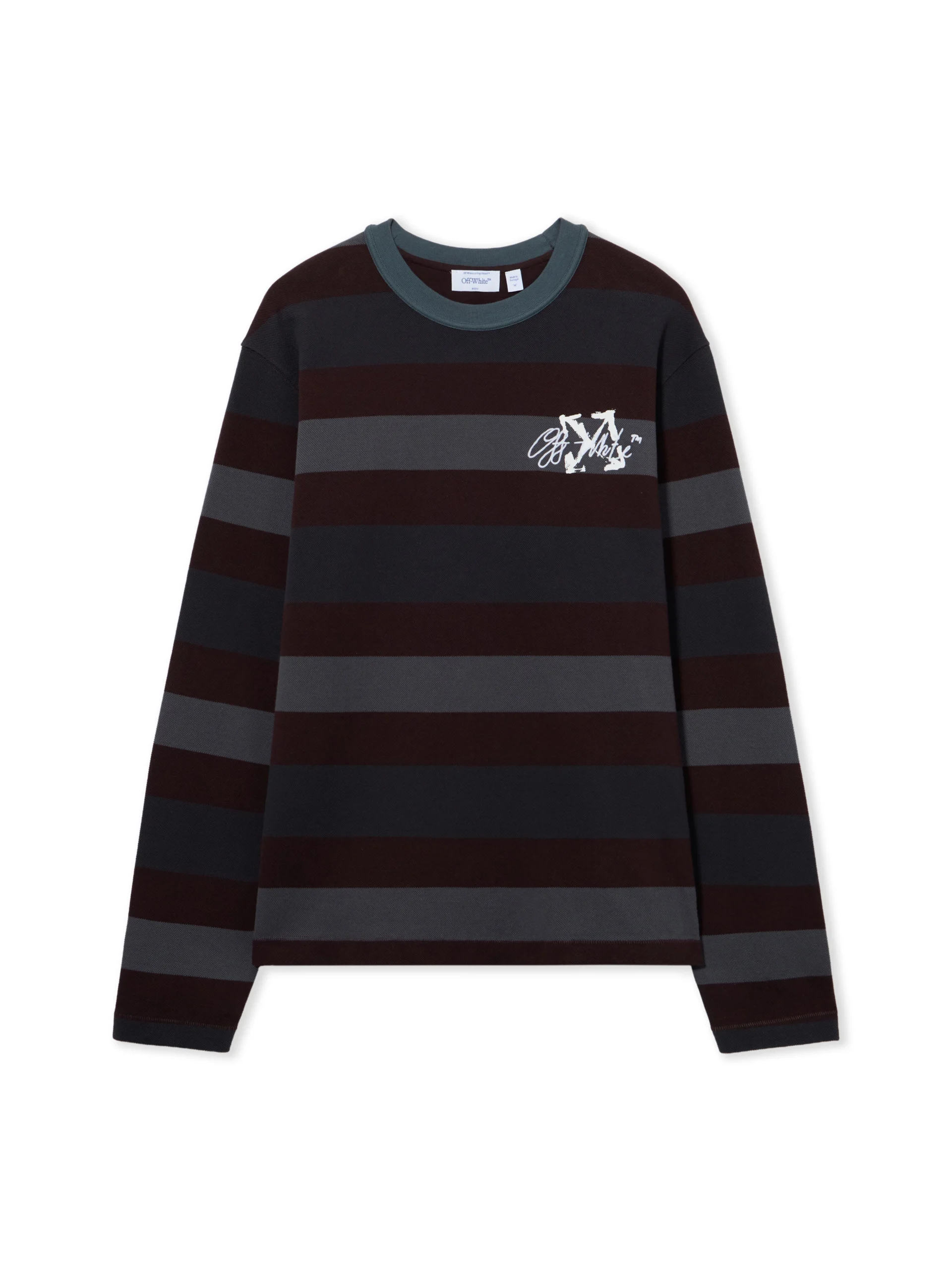 Off White Stroke Striped Long Sleeve T-Shirt - Image 2