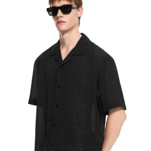 Off White Handstyle Logo Organza Bowling Shirt - Image 3