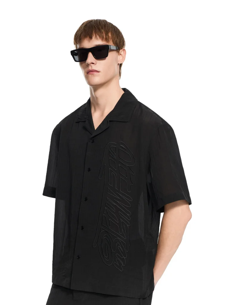 Off White Handstyle Logo Organza Bowling Shirt