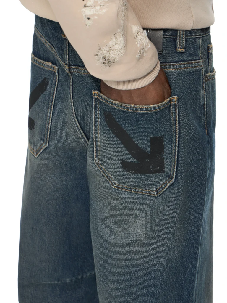 Off White Half Arrow Tapered Jeans