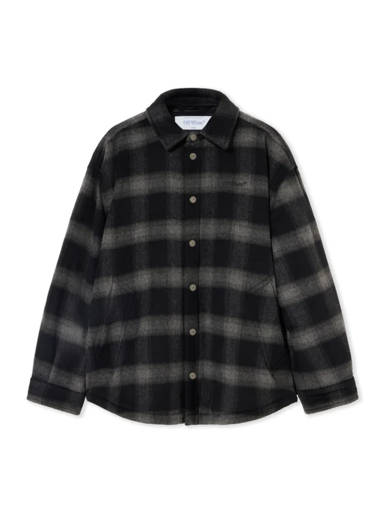 Off White Flannel Wool Padded Overshirt
