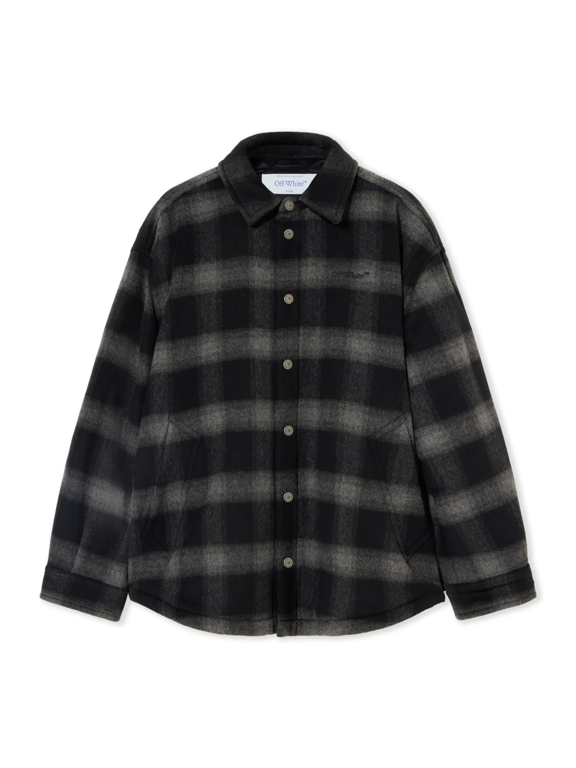 Off White Flannel Wool Padded Overshirt - Image 2