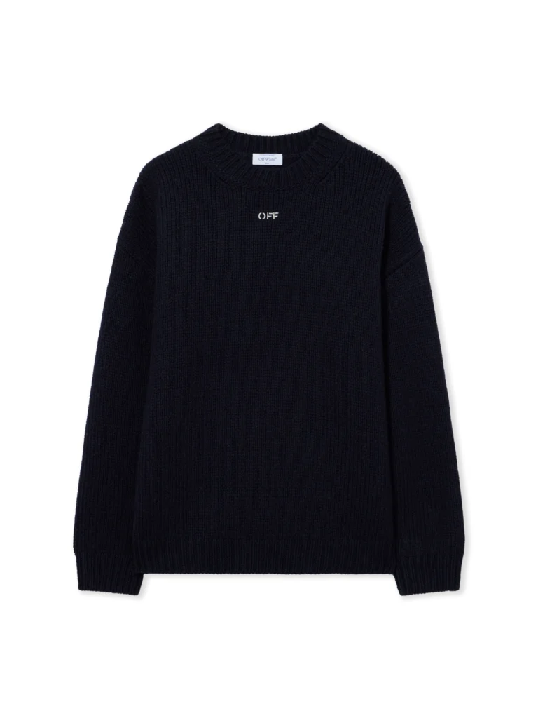 Off White Maxi Arrow Embroidered Knit Crewneck
