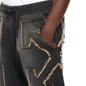 Off White Distressed Arrow Skate Sweatshorts - Image 3