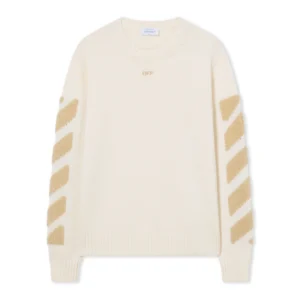 Off White Diagonals Fuzzy Knit Crewneck - Image 2