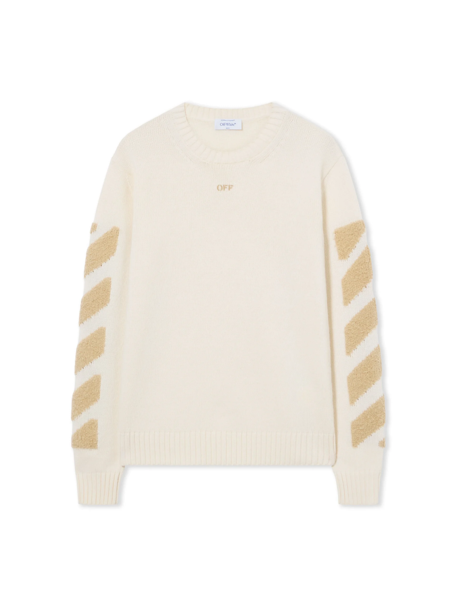 Off White Diagonals Fuzzy Knit Crewneck - Image 2