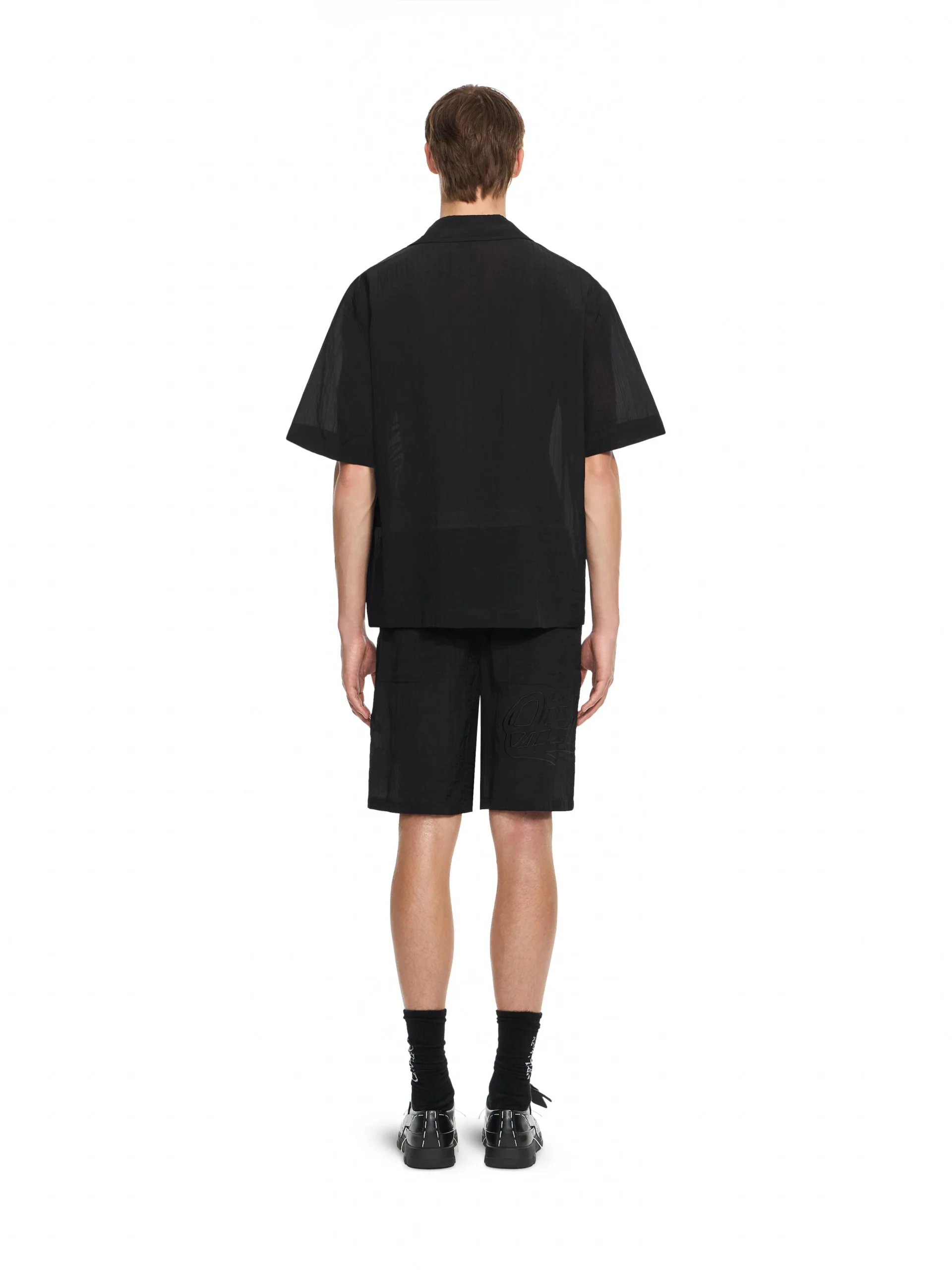 Off White Handstyle Logo Organza Bowling Shorts - Image 3