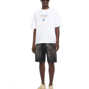 Off White Distressed Arrow Skate Sweatshorts
