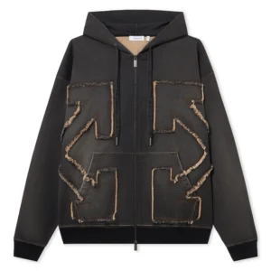 Off White Distressed Arrow Skate Zip Hoodie - Image 2