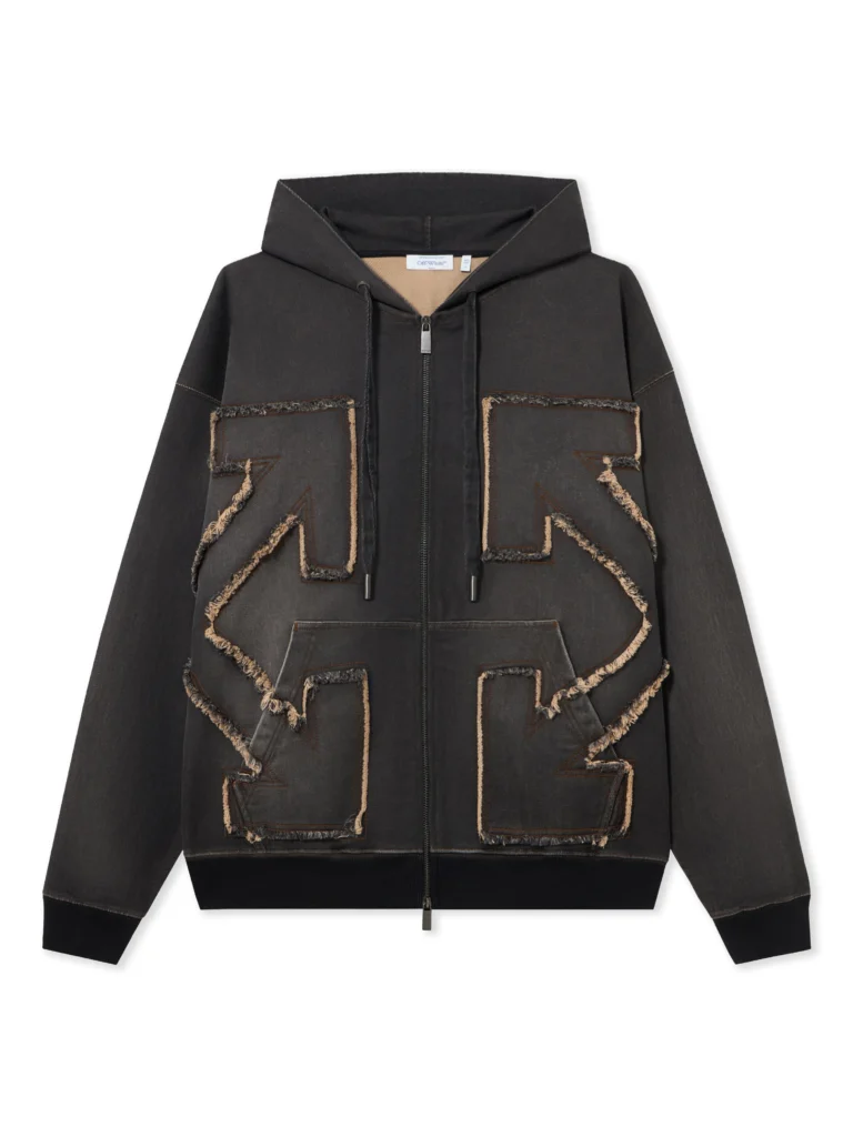 Off White Distressed Arrow Skate Zip Hoodie