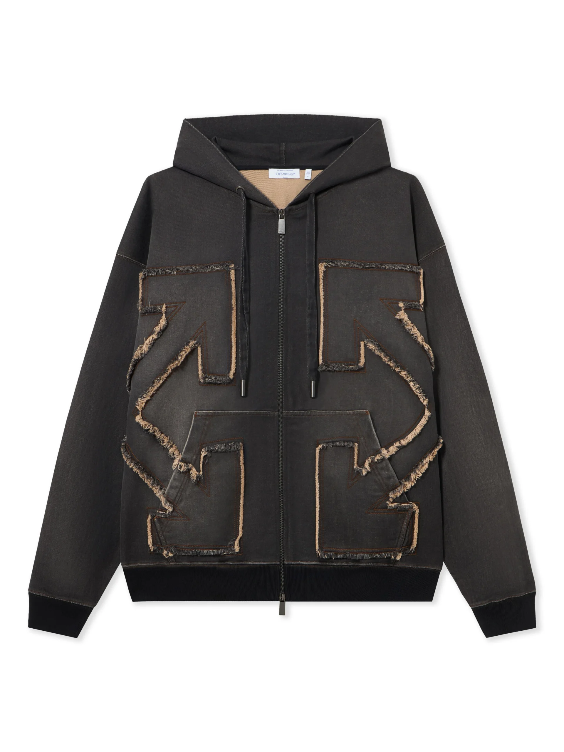 Off White Distressed Arrow Skate Zip Hoodie - Image 2