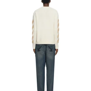 Off White Diagonals Fuzzy Knit Crewneck - Image 3