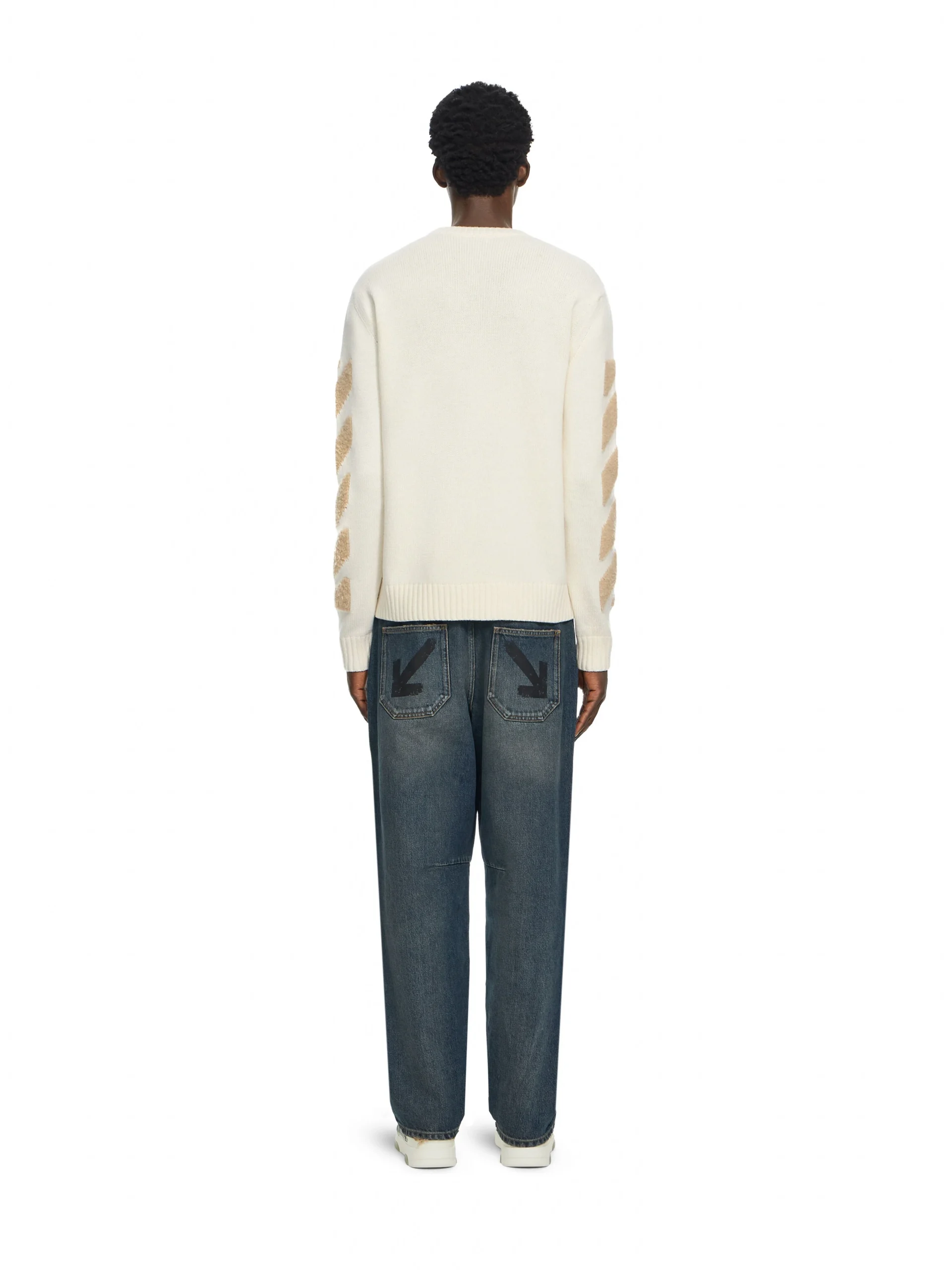 Off White Diagonals Fuzzy Knit Crewneck - Image 3