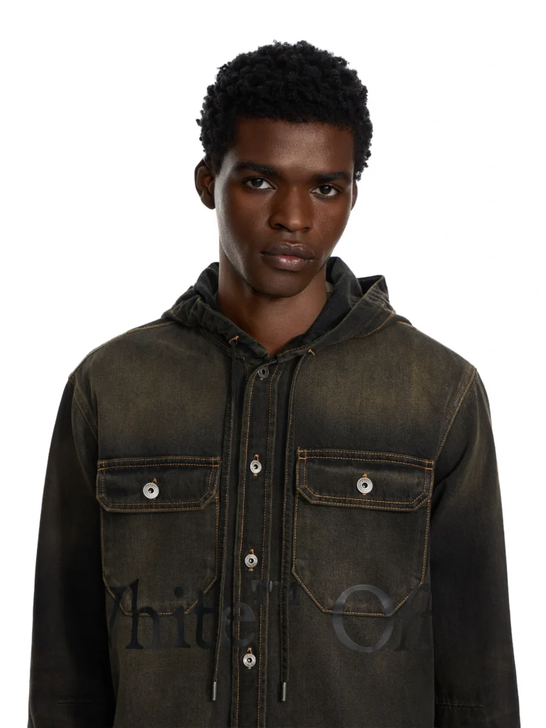 Off White Bookish Hooded Denim Shirt