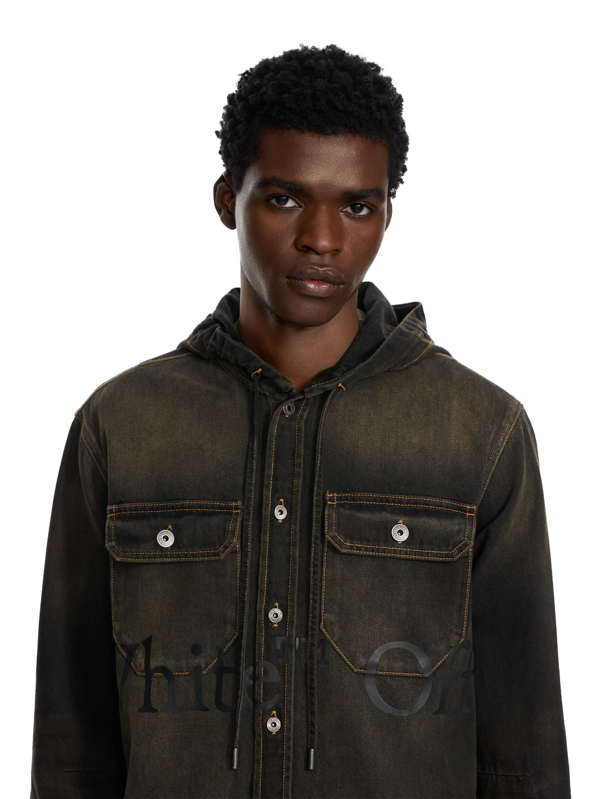 Off White Bookish Hooded Denim Shirt - Image 3