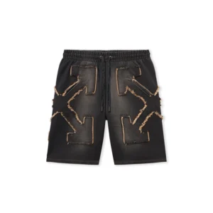 Off White Distressed Arrow Skate Sweatshorts - Image 2