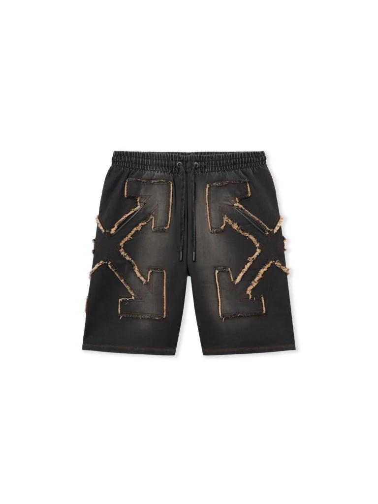 Off White Distressed Arrow Skate Sweatshorts