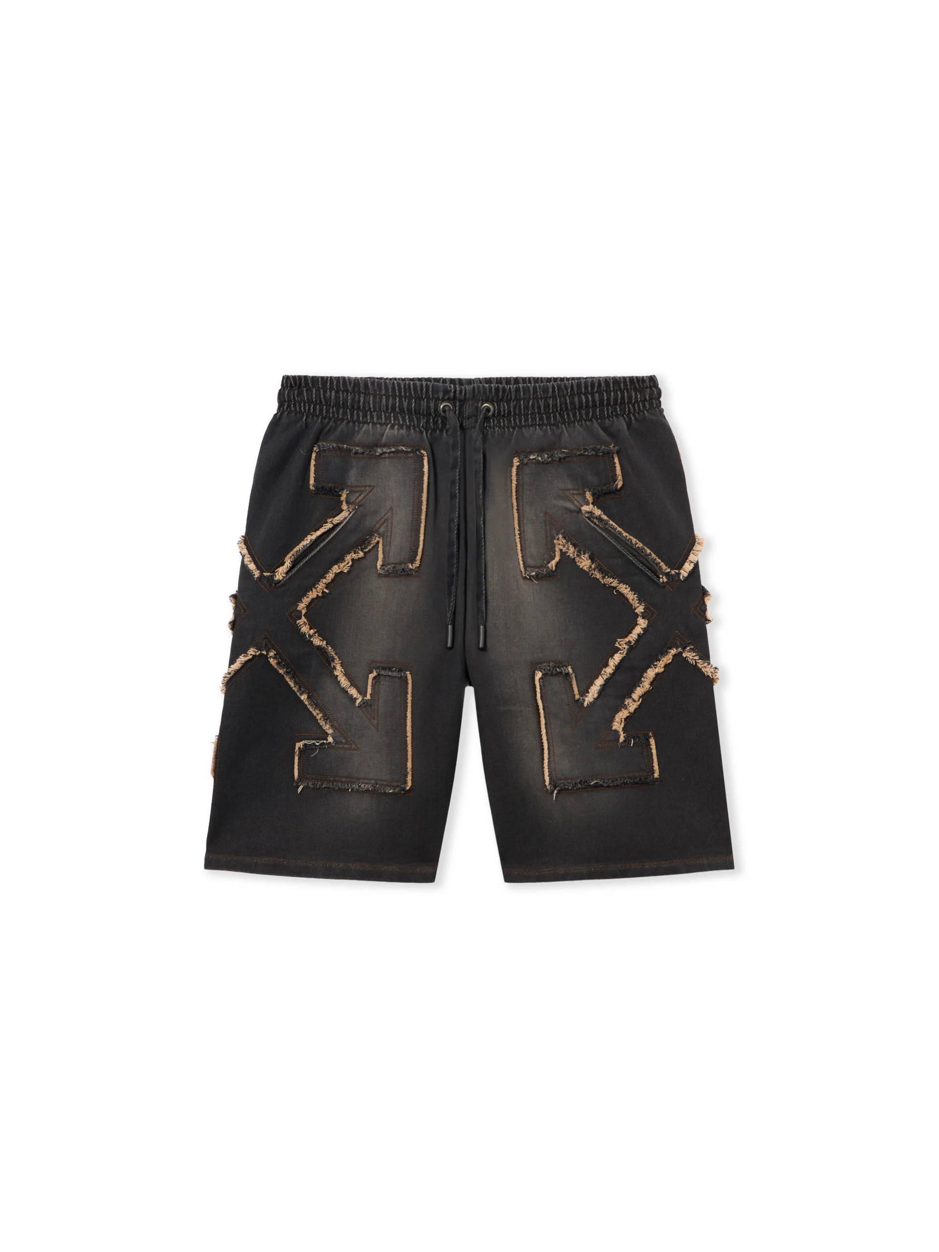 Off White Distressed Arrow Skate Sweatshorts - Image 2