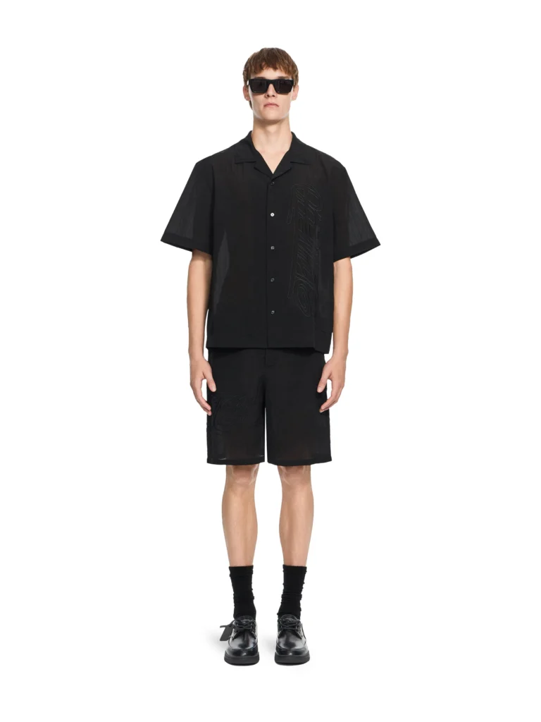 Off White Handstyle Logo Organza Bowling Shirt