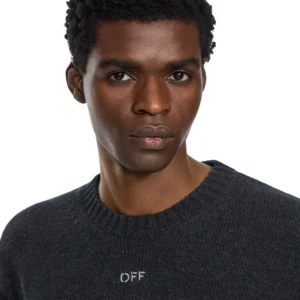 Off White Diagonals Fuzzy Knit Crewneck - Image 3