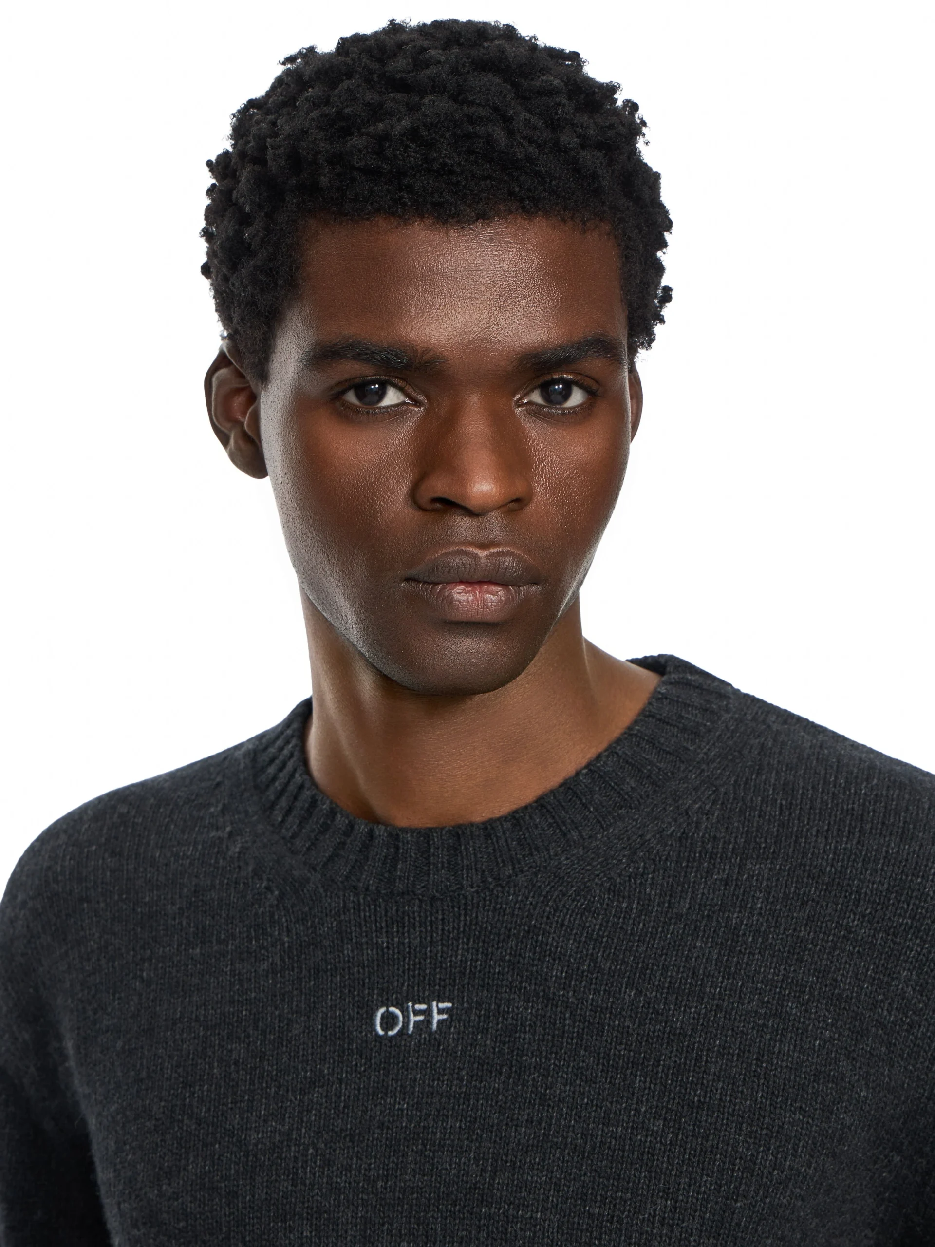 Off White Diagonals Fuzzy Knit Crewneck - Image 3