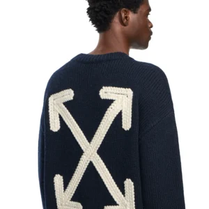 Off White Maxi Arrow Embroidered Knit Crewneck - Image 3
