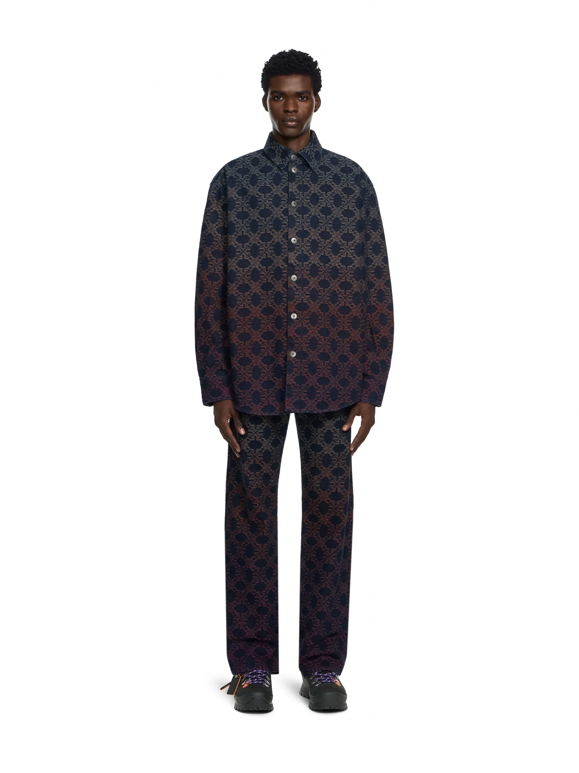 Off White Arrow Monogram Degradé Jacquard Denim Overshirt