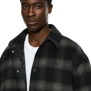 Off White Flannel Wool Padded Overshirt - Image 3