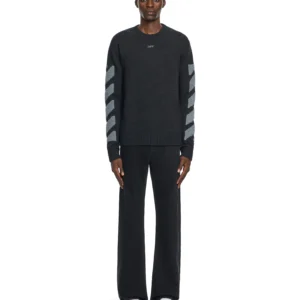 Off White Diagonals Fuzzy Knit Crewneck