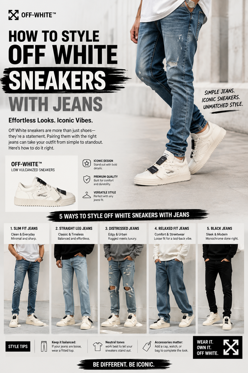 How to Style Off White Sneakers With Jeans